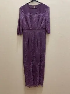 ボルドー　レースドレス ミディ丈