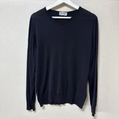 JOHN SMEDLEY長袖コットンニット Vネック　　ブラックSのサムネイル