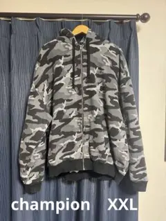 チャンピオン　カモフラ　ジップ　パーカー　XXL