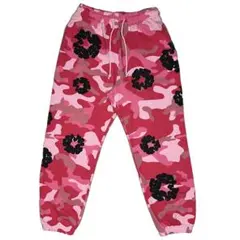 デニムティアーズ フラワープリント カモデザイン スウェットパンツ ピンク M