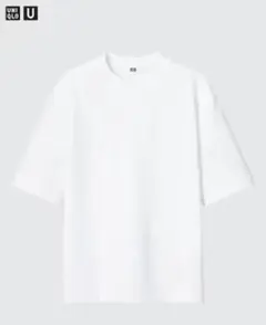 ユニクロ エアリズムコットンオーバーサイズTシャツ/5分袖 L ホワイト