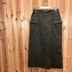 【ラミラル】スカート　バックスリット入　裏地付　綺麗め　グリーン系　緑系