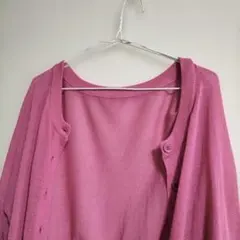 ピンク 長袖カーディガン ボタン付き