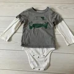 babyGap グレー 車プリント ロンパース　長袖　男児
