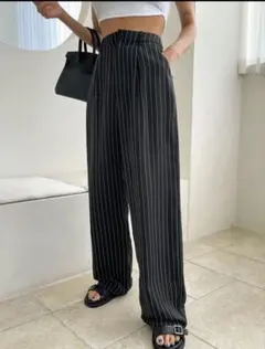 【Dazy SPICE】ストライプ ワイドレッグスラックス