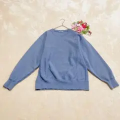 【GUジーユー】ヘビーウェイト　スウェットプルオーバー　男女兼用　くすみブルーM