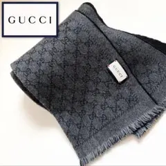 新品未使用★GUCCI グッチ GGロゴ リバーシブル ウールマフラー グレー