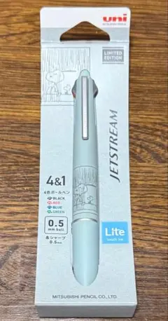 限定　スヌーピー ピーナッツ ジェットストリームLite 4&1ミストブルー