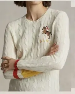Ralph Lauren ウールカシミヤケーブルニットセーター アイボリー