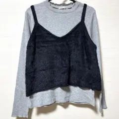 ☆美品☆ COLZA リブニット ファーベスト セット グレー ブラック M