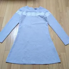 マリークワント✨コットンワンピース グレー ビッグロゴ 大人可愛い Aライン