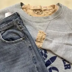 ヤングアンドオルセン レース編み 長袖Tシャツ ベージュ