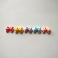 リボン　ネイルバーツ　デコバーツ　大きめ ５色　５個　　　　　㋑