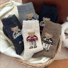 【新品】レディース　靴下 5足セット♡くま　あったかい