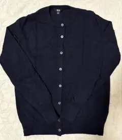 UNIQLO カシミヤクルーネックカーディガン　長袖　ネイビー M