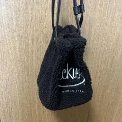 Dickies ボア巾着型ショルダーバッグ 黒