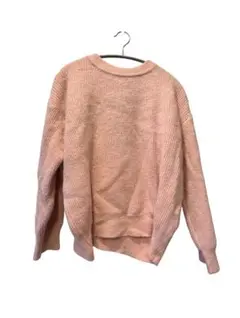 ピンク リブ編み 長袖セーター F