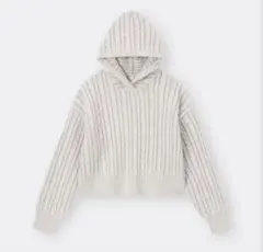 GU GIRLS ケーブルニットクロップドパーカJR