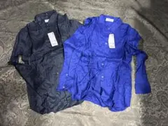 【新品未使用】2着セット☆長袖プレミアムリネンシャツ 青・黒 S