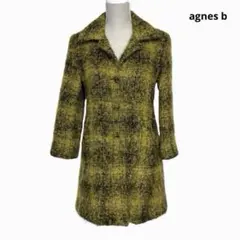 【レディース】日本製 agnes b モヘアコート オンブレ 黄 黒 Free