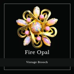 レアデザイン☆チェコヴィンテージ☆ファイアオパール☆スターブローチ