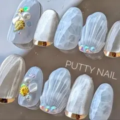 ネイルチップ 現品 オーダー　夏 キラキラ 大人かわいい ブライダル 透け感