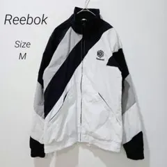 リーボック ナイロンジャケット M 白黒 ジャンパー スポーツ ウィンドブレーカ