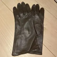 Burberryブラウンレザー手袋 チェック柄裏地