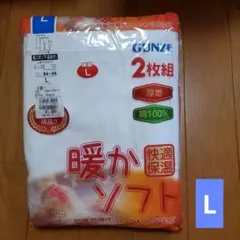GUNZE　長ズボン下(前あき)　厚地　Lサイズ　2枚　綿100%　暖かソフト