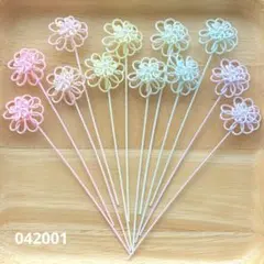 水引　水引パーツ　小さなお花　きらきらパステル6色　042001