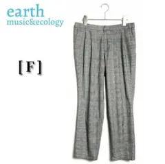 【アース】チェックタックテーパードパンツ グレー オフィスカジュアル3020