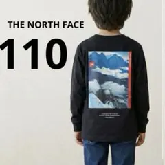 ノースフェイス キッズ 長袖Tシャツ 110 黒 バックプリント 山