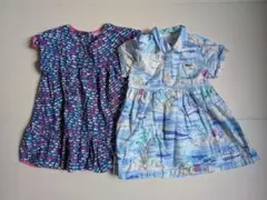 カラフルボートプリント半袖ワンピース2着セット