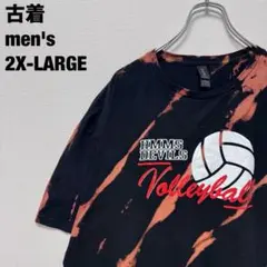 古着 GILDAN ギルダン Tシャツ バレー ブリーチ スラッシュ 黒 2XL