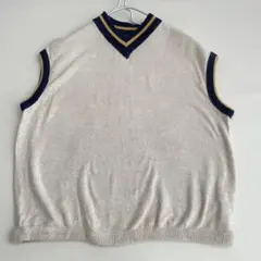美品✨45R SDL チルデンニットベスト Vネック R刺繍　コットン　F