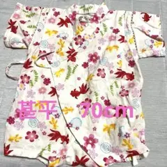 花柄金魚プリント甚平 70cm ロンパース