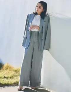 リネン ワイドパンツ