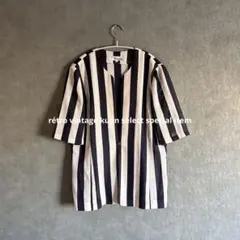 昭和レトロサマージャケット　ストライプ　モード　ヴィンテージ　春コーデ　春服