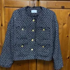 green label relaxingツイードノーカラージャケットショート美品