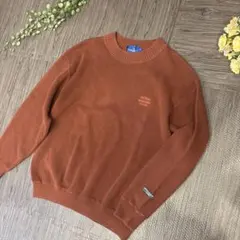 ヒロココシノオム リブニットセーター Mサイズ テラコッタ ロゴ刺繍