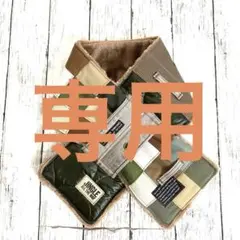 デニムリメイクマフラー　❤️パッチワーク　男前　茶　カーキ系
