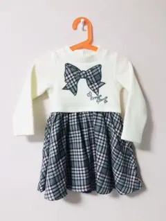 メゾピアノ　チェック柄ワンピース　長袖　100cm