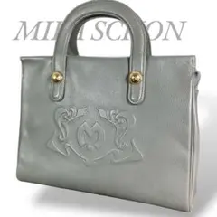 MILA SCHON ミラショーン ハンドバッグ オールレザー グレー ロゴ