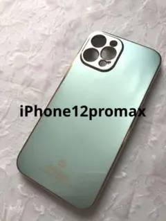 iPhone12promaxグリーンメタル風ソフトアイフォンケース新品