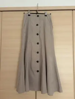 コーデュロイ フロントボタン フレアロングスカート ベージュ　GU Sサイズ
