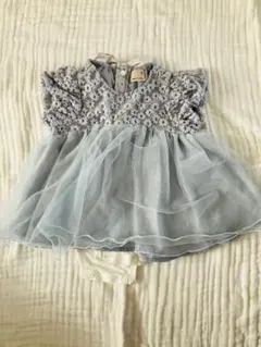 ライトブルー 花柄ロンパース 70サイズ