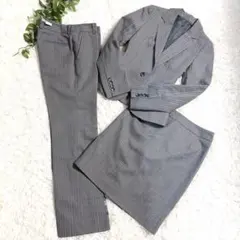 スーツセレクト　スーツ　パンツ　スカート　3点セット　ストライプ　グレー　7