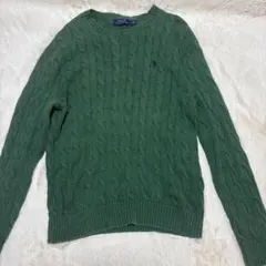 ポロラルフローレン　セーター　ニット　ケーブルニット　Lサイズ　グリーン　メンズ