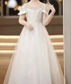 ホワイト オフショルダー フォーマル 子供 ドレス 女の子 発表会 結婚式