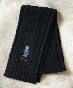 ラルフローレン ケーブルニットマフラー ベア柄 刺繍